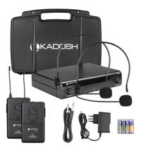 Microfone Sem Fio Duplo Headset K-412hh Kadosh Uhf Digital Cor Preto