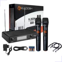 Microfone Sem Fio Duplo Kadosh K302M + 2 Cabos Xlr