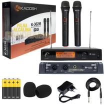 Microfone Sem Fio Duplo Kadosh K302M + Espumas