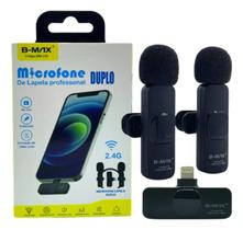 Microfone Sem Fio Duplo Lapela Profissional iOS B-max