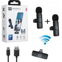 Microfone Sem Fio Duplo Lapela Profissional Tipo C - K9