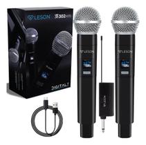 Microfone Sem Fio Duplo Ls302 Pk 2.4 Karaokê - Leson