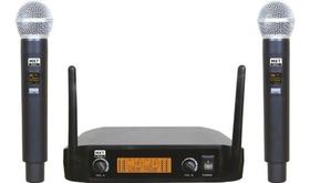 Microfone Sem Fio Duplo Mão Display Digital Mxt Uhf-520m 96 Canais Pll