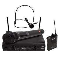 Microfone sem Fio Duplo Mão e Headset TK U211 UHF Onyx Microfone sem Fio Duplo Mão e Headset TK U211 UHF Onyx