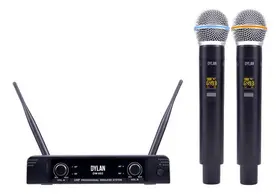 Microfone Sem Fio Duplo Mão Uhf Dylan Dw-602 Max 52 Canais Digital - Preto Microfone Sem Fio Duplo Mão Uhf Dylan Dw-602 Max 52 Canais Digital - Preto