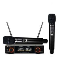 Microfone Sem Fio Duplo Mão Uhf Kadosh Kdsw-402M 48 Frequencias