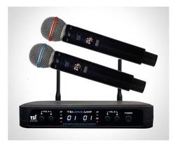Microfone Sem Fio Duplo Mão Uhf Tsi One Preto 96 Frequencias Preto Microfone Sem Fio Duplo Mão Uhf Tsi One Preto 96 Frequencias Preto