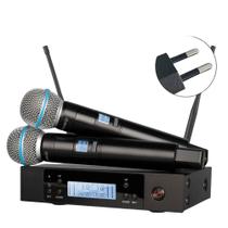 Microfone Sem Fio Duplo Metal Glxd4r Beta 58a Profissional - shure Microfone Sem Fio Duplo Metal Glxd4r Beta 58a Profissional - shure