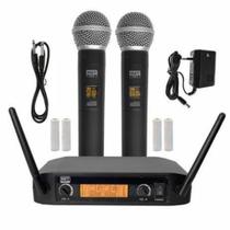 Microfone Sem Fio Duplo MXT UHF-520M Digital 96 Canais com Display
