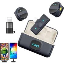 Microfone Sem Fio Duplo Para Celular Recarregável Tipo-C IOS