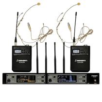 Microfone Sem Fio Duplo Profissional Headset UHF SD-80 BB - Soundrix