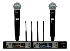 Microfone Sem Fio Duplo Profissional Mao UHF SD-80 MM - Soundrix Microfone Sem Fio Duplo Profissional Mao UHF SD-80 MM - Soundrix