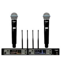Microfone Sem Fio Duplo Profissional Mão UHF SD-80 MM - Soundrix