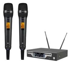 Microfone Sem Fio Duplo Uhf 200 Canais Dylan D-8000s