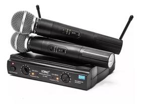 Microfone Sem Fio Duplo Uhf 50 Metros Le-906 110/220