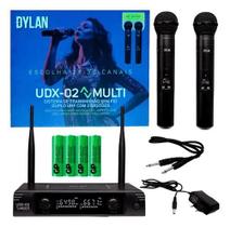 Microfone Sem Fio Duplo UHF Dylan UDX-02 MULTI