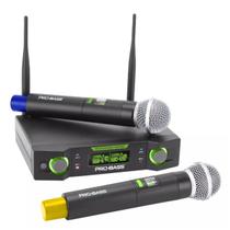 Microfone Sem Fio Duplo UHF Pro Bass UF-224 Digital