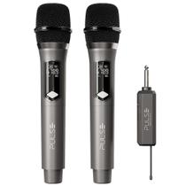 Microfone sem Fio Duplo UHF SP801 para Karaokê e Igrejas com Display de LED Multilaser