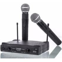 Microfone Sem Fio Duplo Uhf Wireless Le-906 Lelong Cor Preto Microfone Profissional para Igrejas e E
