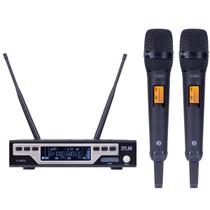 Microfone sem fio Dylan D-8000s Vocal Duplo UHF Preto Microfone sem fio Dylan D-8000s Vocal Duplo UHF Preto