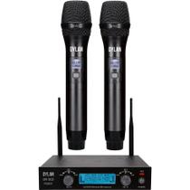 Microfone Sem Fio Dylan Dw-902 Power Preto Duplo UHF - Bateria Recarregável