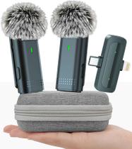 Microfone sem fio EzColoris, pacote com 2 unidades para iPhone e Android