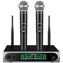 Microfone Sem Fio GDPONRM PG-58 UHF Alcance de 60m com 2 Microfones de Mão Microfone Sem Fio GDPONRM PG-58 UHF Alcance de 60m com 2 Microfones de Mão