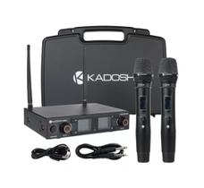 Microfone sem fio kadosh k502m mao duplo pilhas recaregavel