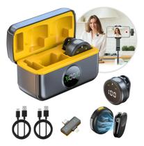 Microfone Sem Fio Lapela Magnético Duplo Com Redução Ruído Microfone Sem Fio Lapela Magnético Duplo Com Redução Ruído