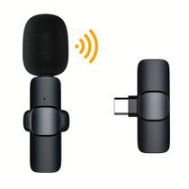 Microfone Sem fio Lapela Para Celular Smartphone Tipo C Android IOS Video Musica Carregavel - AAATOP
