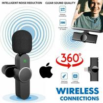 Microfone Sem Fio Lapela Para Ios Smartphone Gravar Vídeo no Celular Wireless Omnidirecional Stereo Original