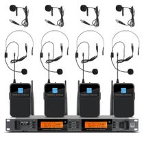 Microfone Sem Fio Lavalier MIZISNR - Sistema UHF de 4 Canais