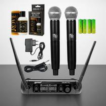 Microfone sem Fio Lexsen Lm-258u Duplo Uhf + Polidor