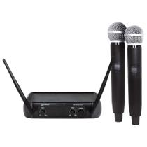 Microfone Sem Fio Lexsen LM258U PLL Duplo de Mão UHF