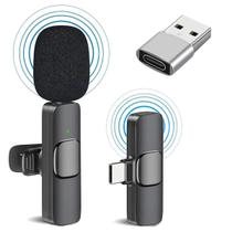 Microfone Sem Fio Plug And Play + Adaptador Tipo C Para USB