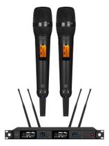 Microfone Sem Fio Profissional Dylan D-8500s Duplo UHF Rack True Diversi Cor Preto Microfone Sem Fio Profissional Dylan D-8500s Duplo UHF Rack True Diversi Cor Preto