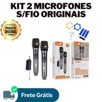 Microfone sem fio profissional EL5005 UHF kit duplo recarregável alcance 30m