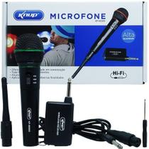 Microfone sem Fio Profissional Wireless P10 para Karaokê e Caixa de Som Knup KP-M0005 Preto