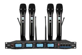 Microfone Sem Fio Quadruplo Ksr Pro Kt4 Mao 80 Canais Kt4m Preto