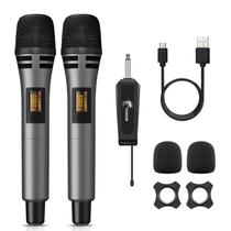 Microfone sem fio TONOR TW320 UHF Dual Karaoke System Cinza