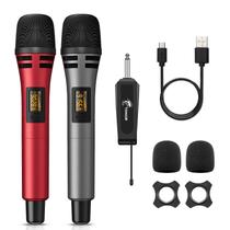 Microfone Sem Fio TONOR TW320 UHF Dual - Sistema de Karaokê Vermelho
