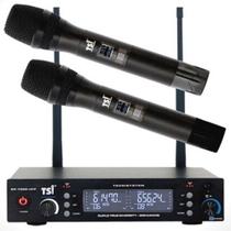 Microfone Sem Fio Tsi Br 7000 Uhf Digital Duplo Mão 300 Canais