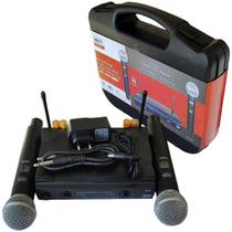 Microfone sem fio uhf duplo de mão maleta profissional