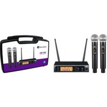 Microfone Sem Fio UHF Duplo Harmonics HSF200-2 - Display Digital