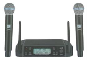 Microfone Sem Fio Uhf Duplo Mxd4-bt58 100c Dig Recarregavel