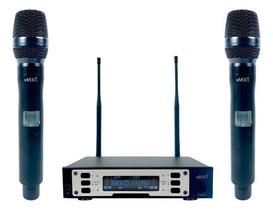 Microfone Sem Fio Uhf Mão Duplo Prof 100c Pll Uhf-9000 Mxt