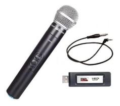 Microfone Sem Fio UHF Preto JWL U8017X Receptor USB 1 microfone de mão
