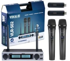 Microfone Sem Fio Vokal Vlr 502 Duplo uhf Com baterias Lithium