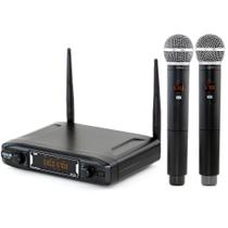 Microfone Sem Fio Vokal VS148DM Duplo De Mão