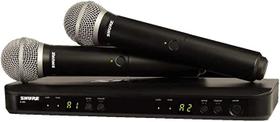 Microfone shure blx288br pg58-j10 s/ fio duplo com dois bastoes